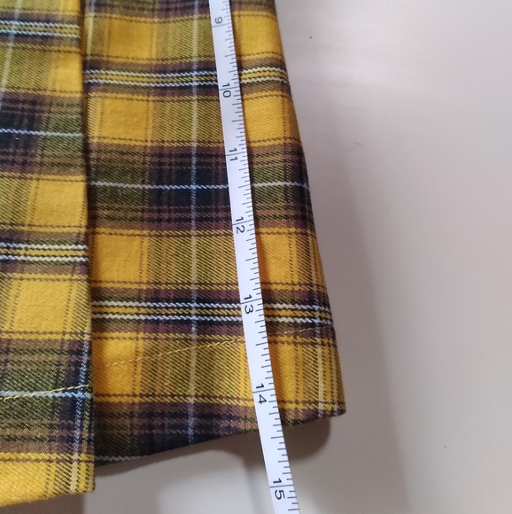 🎄❤️ Forever 21 Mustard Plaid Pleated Mini Skirt  Sz Sm❤️🎄 - Picture 6 of 12
